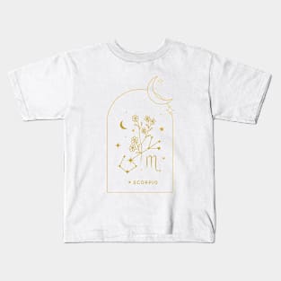 Scorpio Zodiac Constellation and Flowers - Astrology and Horoscope Kids T-Shirt